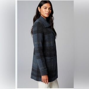 J. Jill Dark Blue Plaid Cardigan Size M Tall